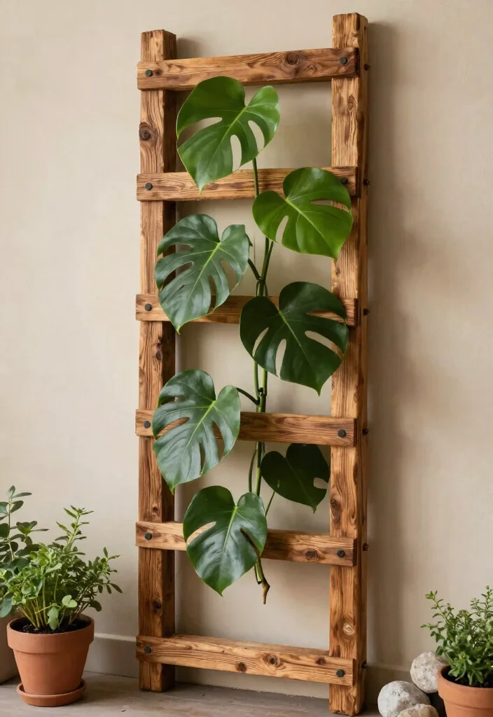 12 Monstera Trellis Ideas for Strong Indoor Plant Support 62 12 Monstera Trellis Ideas for Strong Indoor Plant Support 12. DIY Trellis from Reclaimed Wood 0