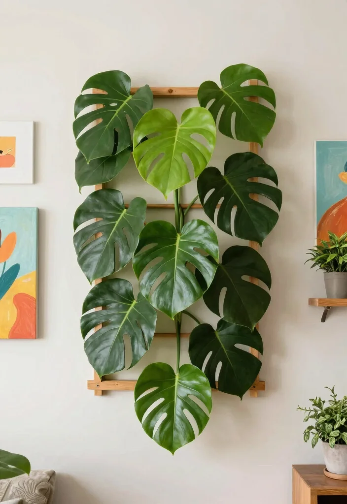 12 Monstera Trellis Ideas for Strong Indoor Plant Support 37 12 Monstera Trellis Ideas for Strong Indoor Plant Support 7. Trellis Wall Art 0