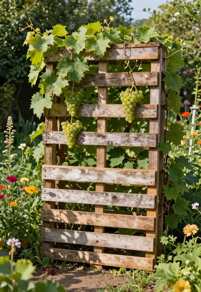 12 Muscadine Trellis Ideas for Heavy and Fast Growing Vines 3. Rustic Pallet Trellis 0