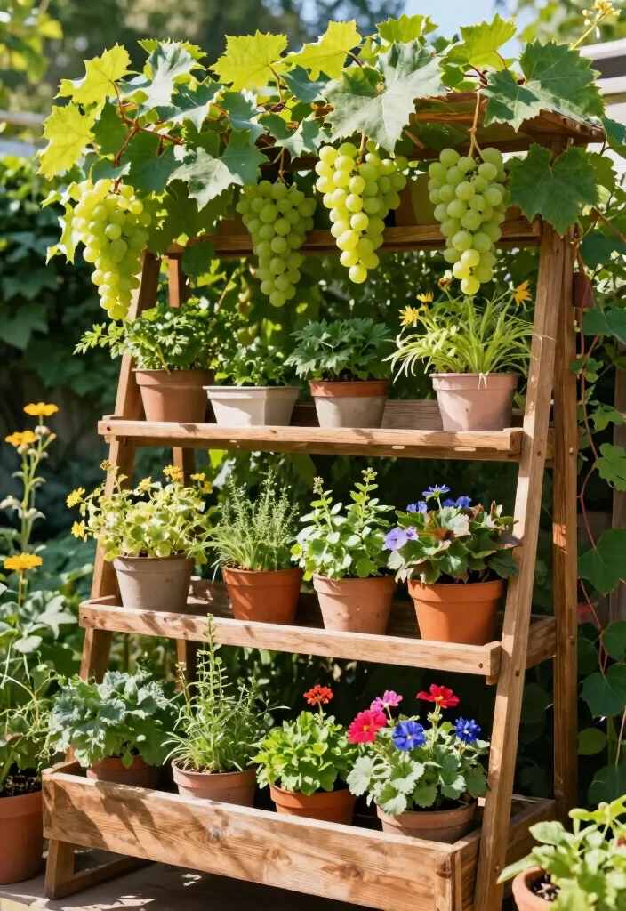 12 Muscadine Trellis Ideas for Heavy and Fast Growing Vines 5. Tiered Vertical Planter Trellis 0