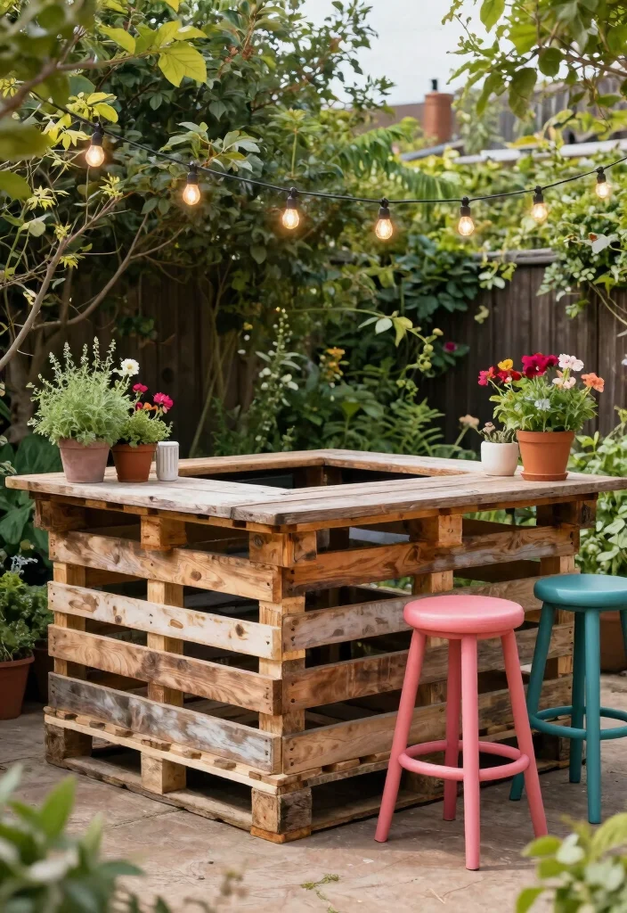 12 Outdoor Patio Bar Ideas for Social Gatherings 1. Rustic Pallet Bar 0