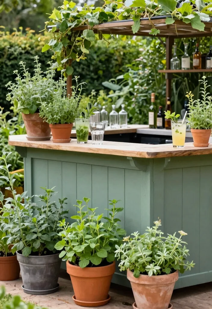 12 Outdoor Patio Bar Ideas for Social Gatherings 12. Herb Garden Bar 0