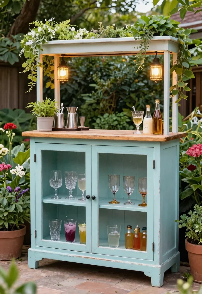 12 Outdoor Patio Bar Ideas for Social Gatherings 5. Repurposed Furniture Bar 0