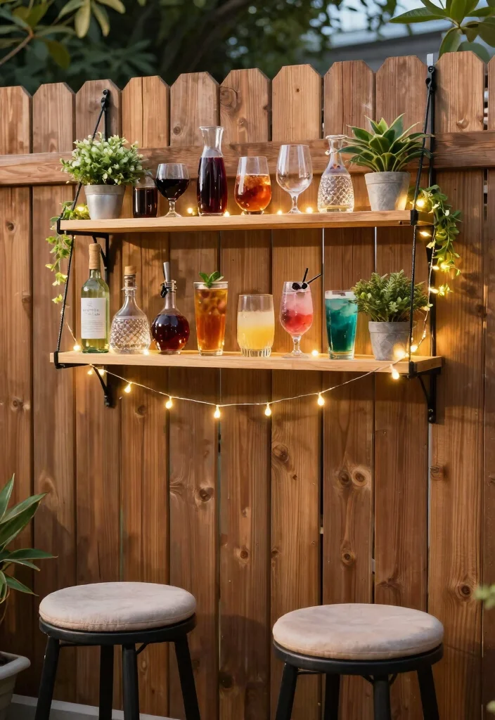 12 Outdoor Patio Bar Ideas for Social Gatherings 7. Hanging Bar Shelf 0