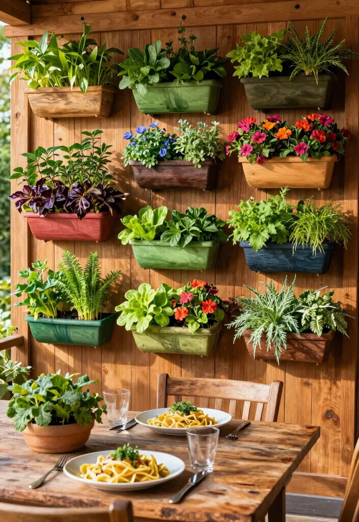 12 Outdoor Patio Dining Ideas for Family Meals 2. Vertical Garden Dining 0
