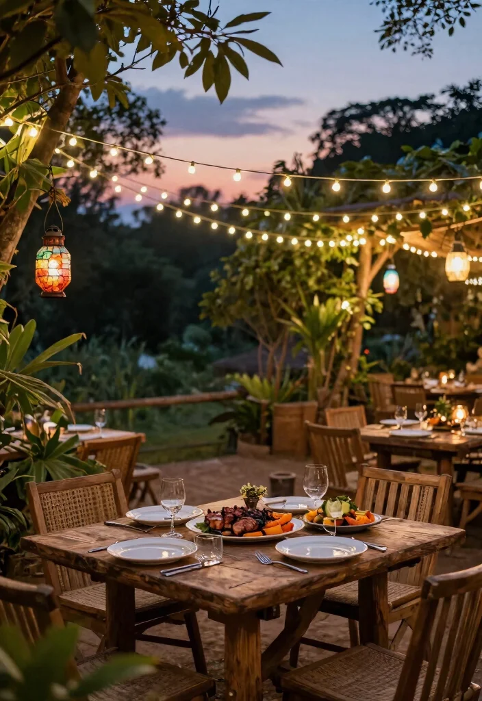 12 Outdoor Patio Dining Ideas for Family Meals 4. Alfresco Dining Under String Lights 0