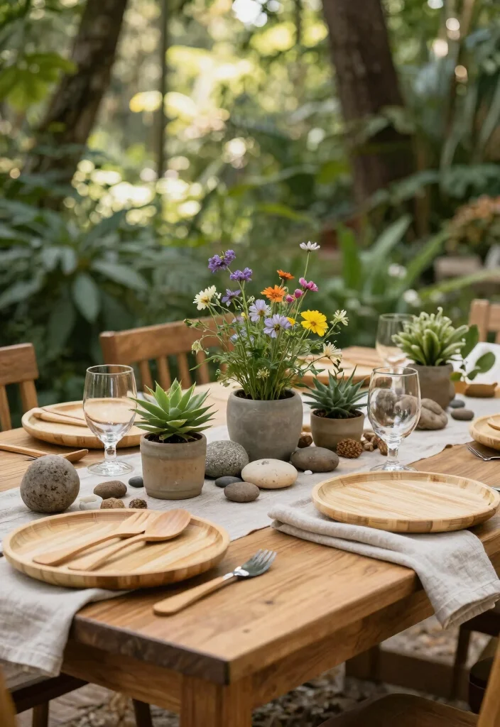 12 Outdoor Patio Dining Ideas for Family Meals 6. Nature Inspired Table Settings 0