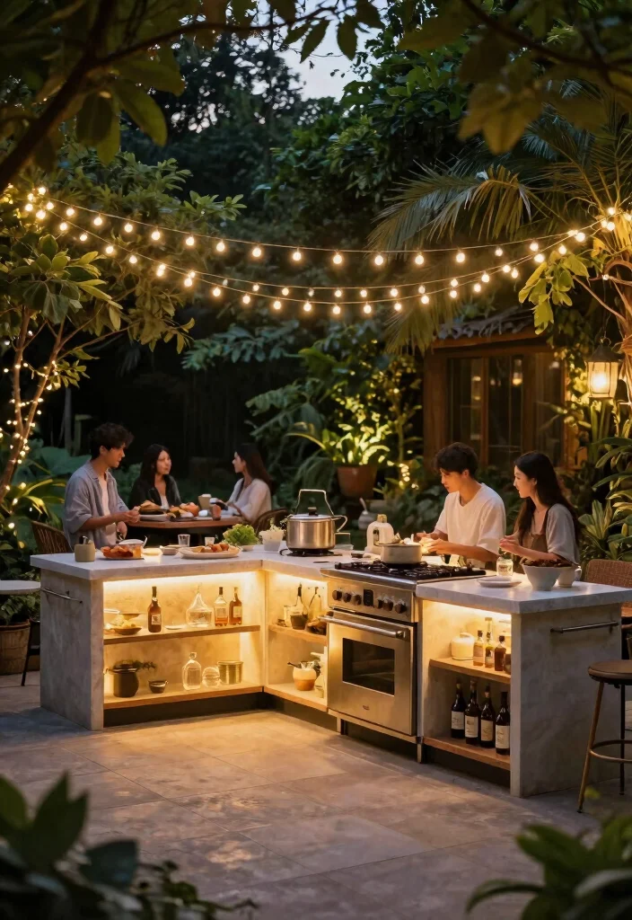 12 Outdoor Patio Kitchen Ideas for Easy Entertaining 11. Smart Outdoor Lighting 0