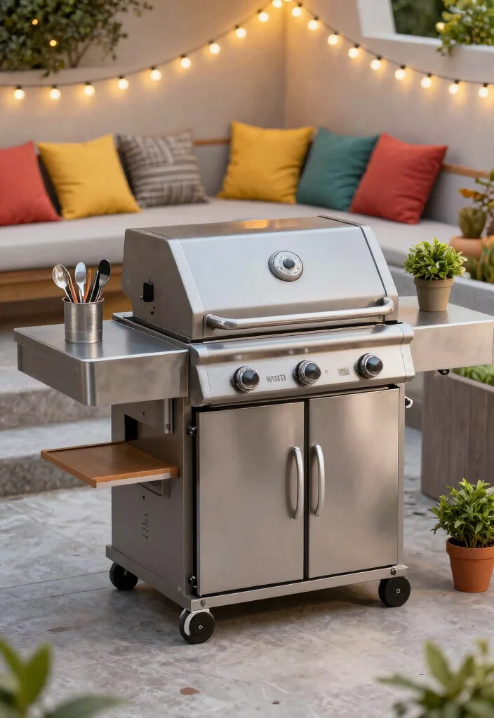 12 Outdoor Patio Kitchen Ideas for Easy Entertaining 2. Compact Grilling Station 0