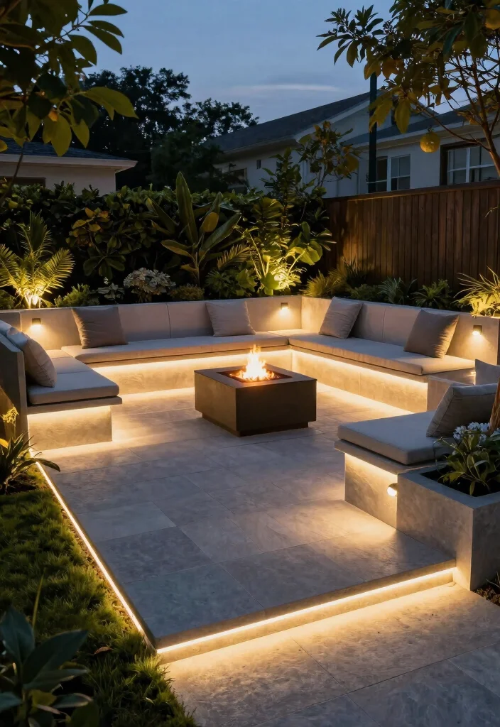 12 Outdoor Paver Patio Ideas for Clean Modern Lines 12. Smart Outdoor Lighting 0