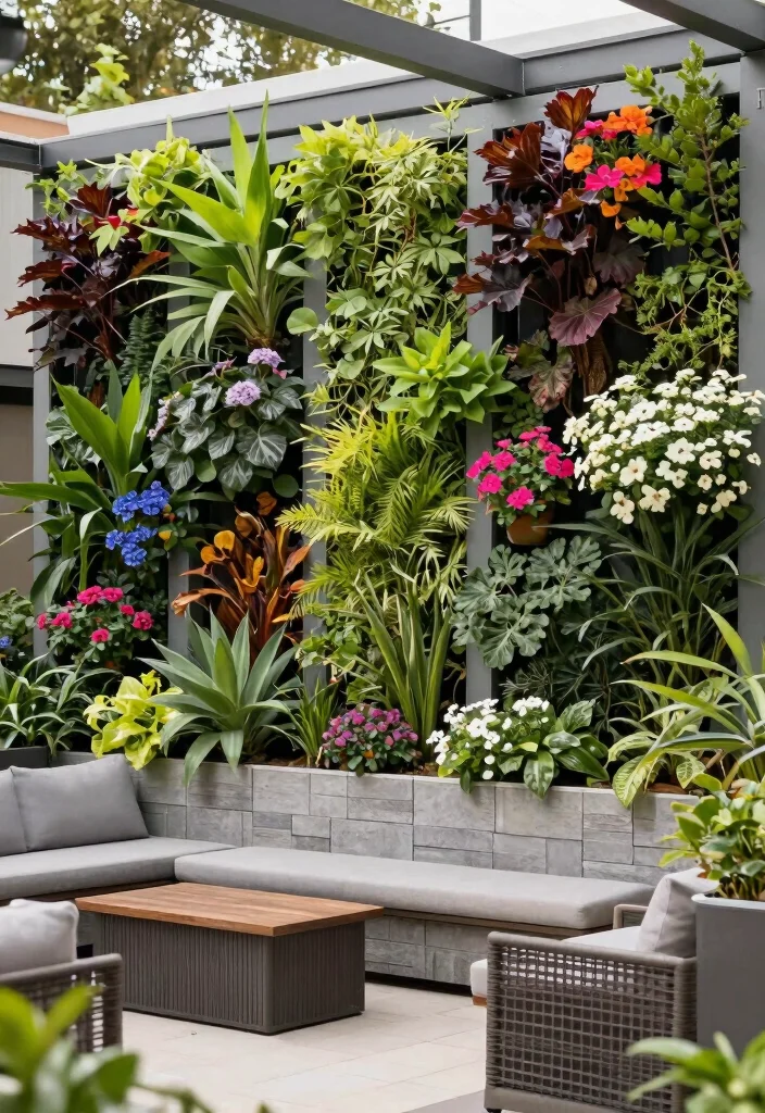 12 Outdoor Paver Patio Ideas for Clean Modern Lines 8. Vertical Garden Walls 0