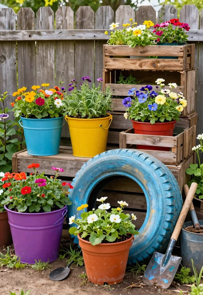 12 Outdoor Planter Box Ideas for Backyards and Patios 5. Repurposed Containers 0