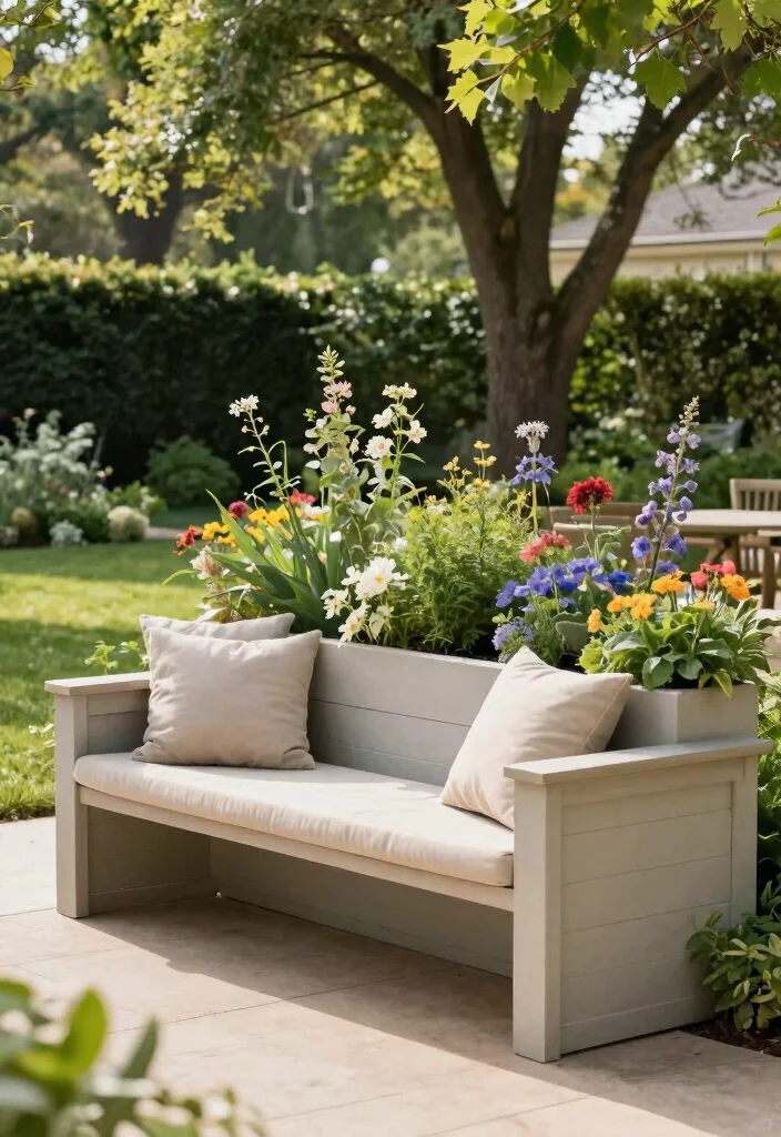 12 Outdoor Planter Box Ideas for Backyards and Patios 7. Planter Box Benches 0