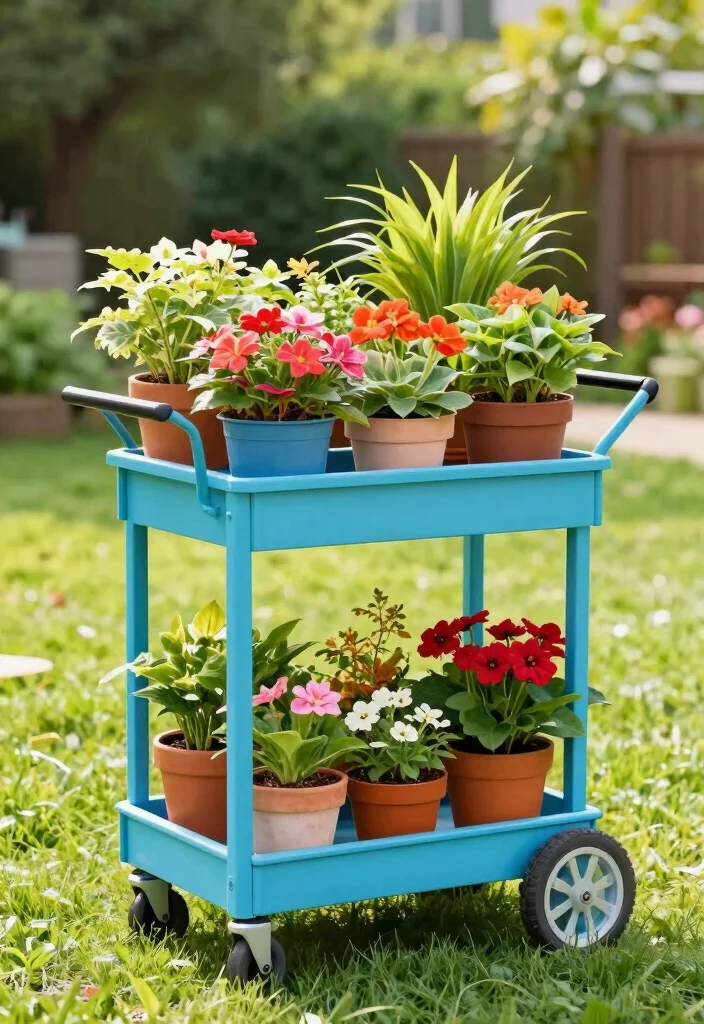 12 Outdoor Planter Ideas for Patios and Yards 11. Mobile Planter Carts 0