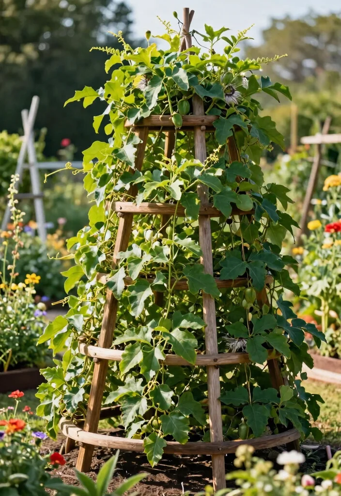 12 Passion Fruit Trellis Garden Ideas for Strong Vines 12. Tiered Trellis System 0