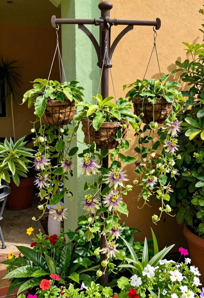 12 Passion Fruit Trellis Garden Ideas for Strong Vines 7. Hanging Basket Trellis 0