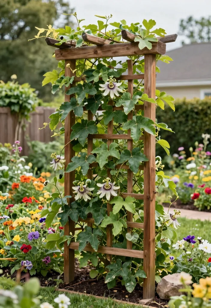12 Passionfruit Vine Trellis Ideas for Backyard Gardens 10. Freestanding Trellis 0