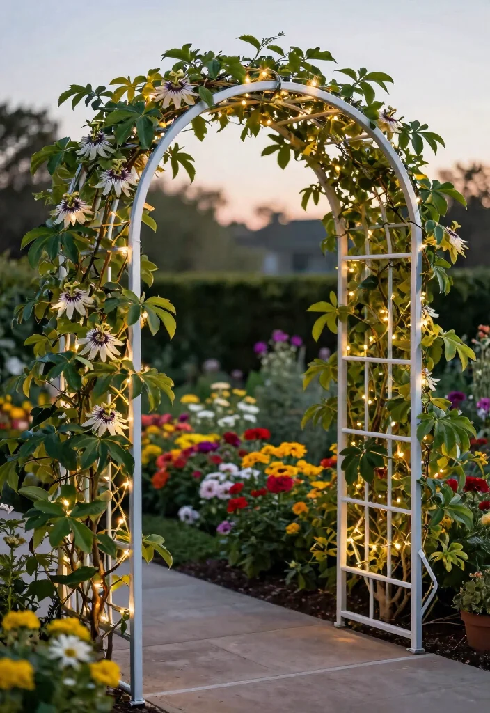 12 Passionfruit Vine Trellis Ideas for Backyard Gardens 5. Metal Garden Arches 0