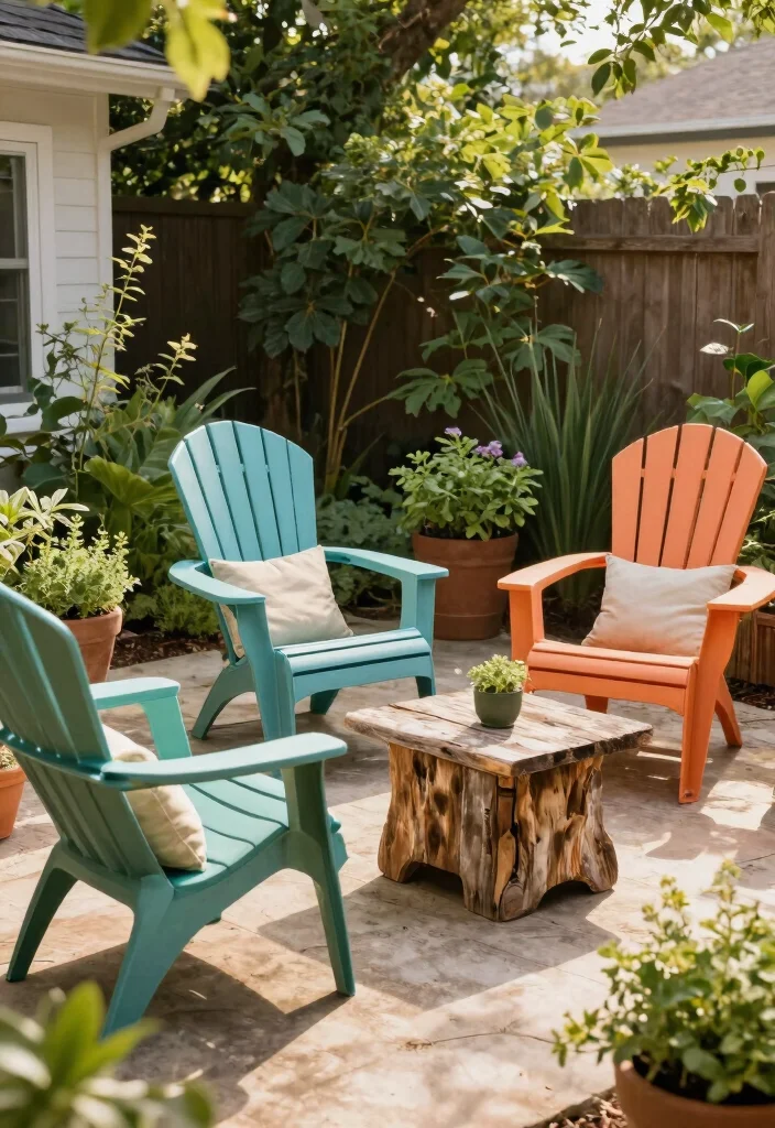 12 Patio Furniture Ideas for Comfortable Seating Layouts 1. Recycled Plastic Adirondack Chairs 0