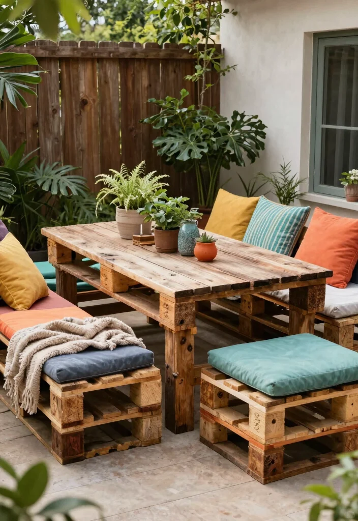 12 Patio Furniture Ideas for Comfortable Seating Layouts 4. Upcycled Pallet Furniture 0