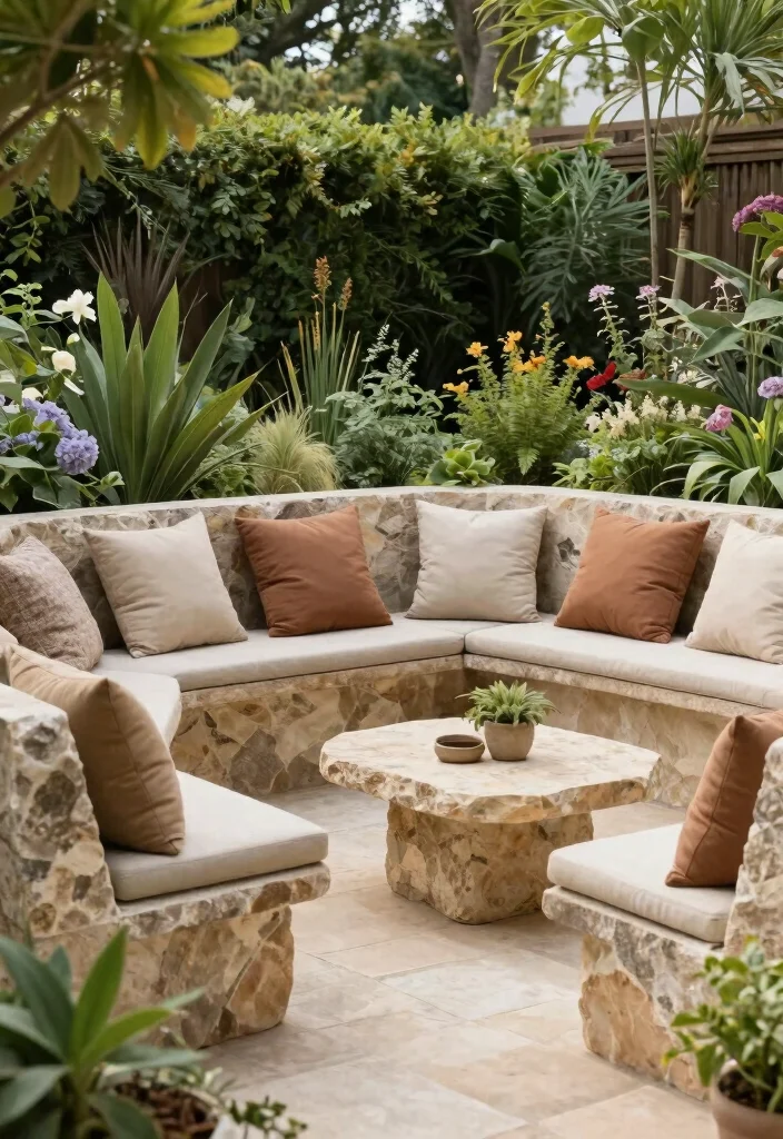 12 Patio Furniture Ideas for Comfortable Seating Layouts 5. Natural Stone Seating 0