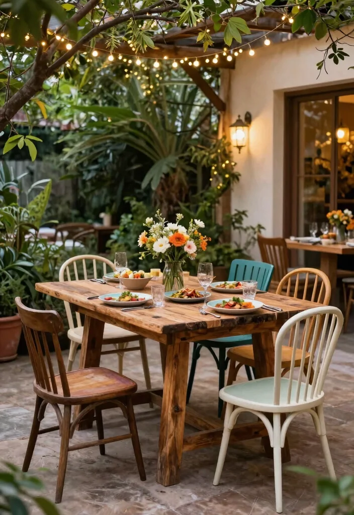 12 Patio Furniture Ideas for Comfortable Seating Layouts 7. Reclaimed Wood Dining Sets 0