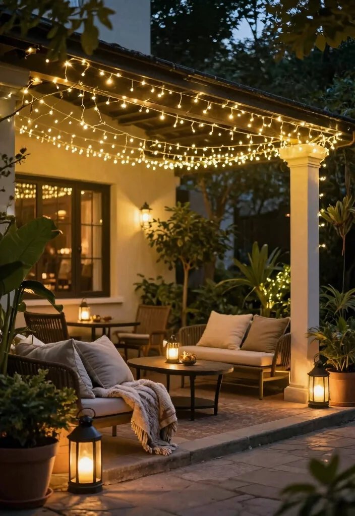 12 Patio Garden Ideas for Lush and Relaxing Spaces 35 12 Patio Garden Ideas for Lush and Relaxing Spaces 5. Fairy Lights and Lanterns 0