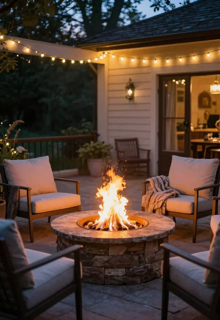 12 Patio Landscaping Ideas to Frame and Finish Your Space 12 12 Patio Landscaping Ideas to Frame and Finish Your Space 2. Cozy Fire Pit for Warmth and Ambiance 0