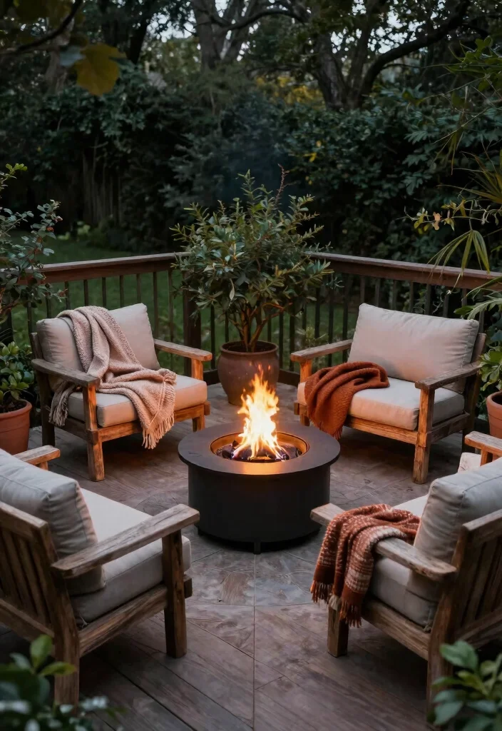 12 Patio Layout Ideas for Furniture Arrangement 49 12 Patio Layout Ideas for Furniture Arrangement 9. Compact Fire Pit Haven 0