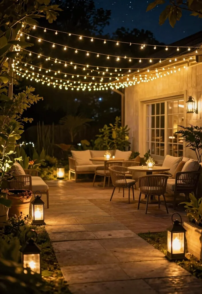 12 Patio Layout Ideas for Smart Furniture Arrangement 11. Creative Lighting for Ambiance 0