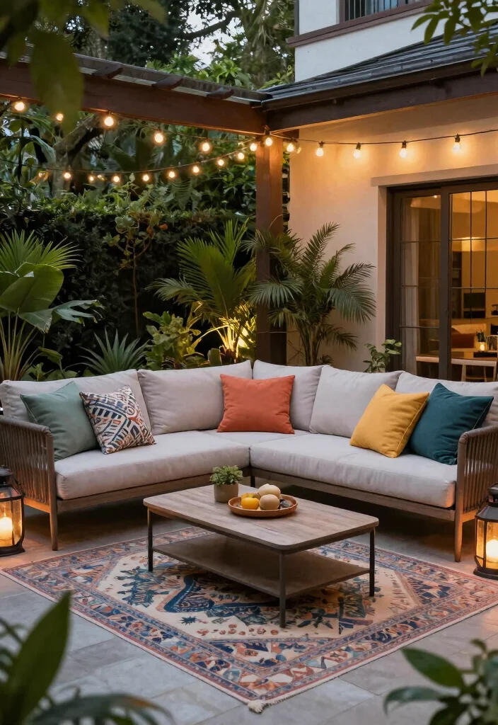 12 Patio Layout Ideas for Smart Furniture Arrangement 5. Outdoor Living Room Style 0
