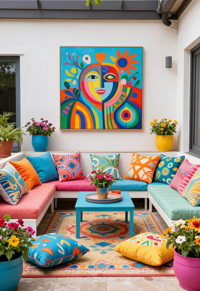 12 Patio Layout Ideas for Smart Furniture Arrangement 8. Colorful and Playful Accents 0