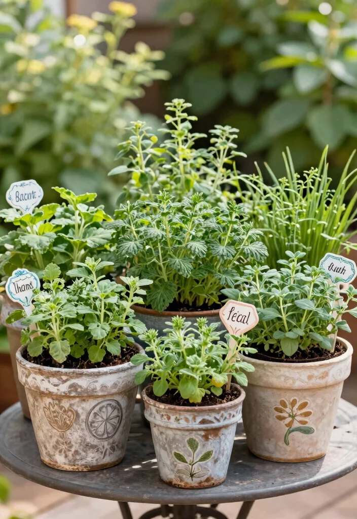 12 Patio Planter Ideas Using Decorative Plant Pots 11. Herb Garden in Pots 0