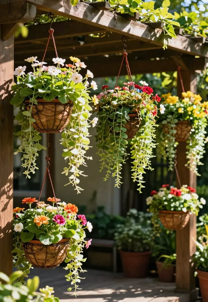 12 Patio Planter Ideas Using Decorative Plant Pots 2. Hanging Basket Elegance 0