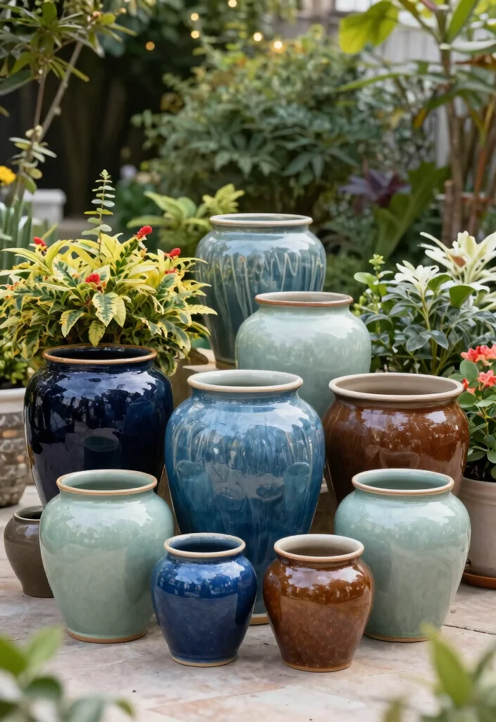 12 Patio Planter Ideas Using Decorative Plant Pots 8. Ceramic Pot Display 0