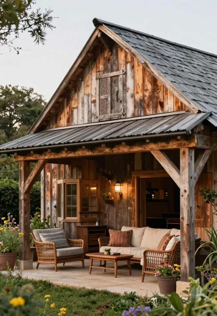 12 Patio Roof Extension Ideas to Expand Covered Space 10. Rustic Barn Roof 0