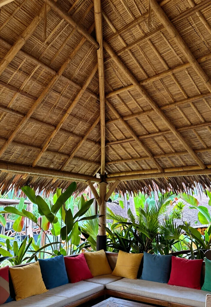 12 Patio Roof Extension Ideas to Expand Covered Space 6. Bamboo Thatch Roof 0