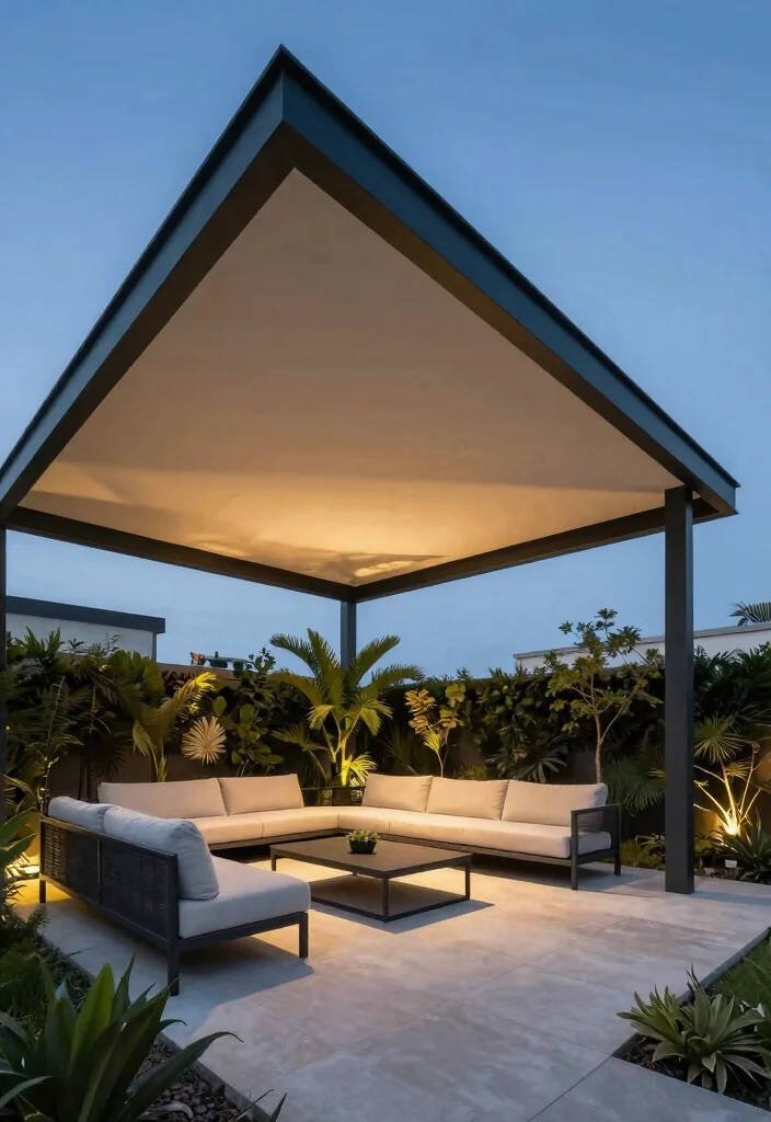 12 Patio Roof Extension Ideas to Expand Covered Space 7. Architectural Shade Structure 0