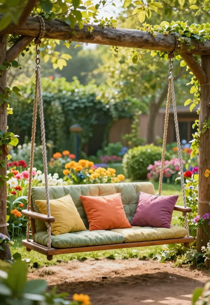 12 Patio Seating Ideas for Comfort and Flow 10. Swinging Bench 0