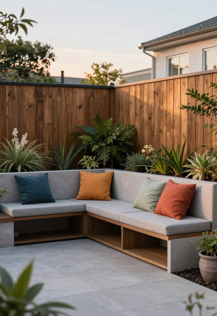 12 Patio Seating Ideas for Comfort and Flow 4. Sleek Built In Seating 0