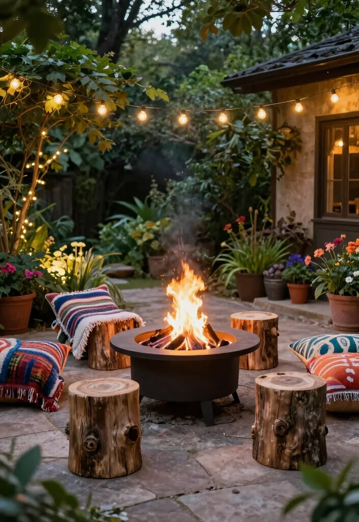 12 Patio Seating Ideas for Comfort and Flow 5. Rustic Fire Pit Lounge 0