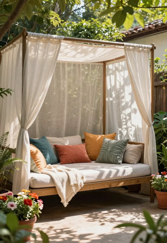 12 Patio Seating Ideas for Comfort and Flow 6. Stylish Daybed Retreat 0
