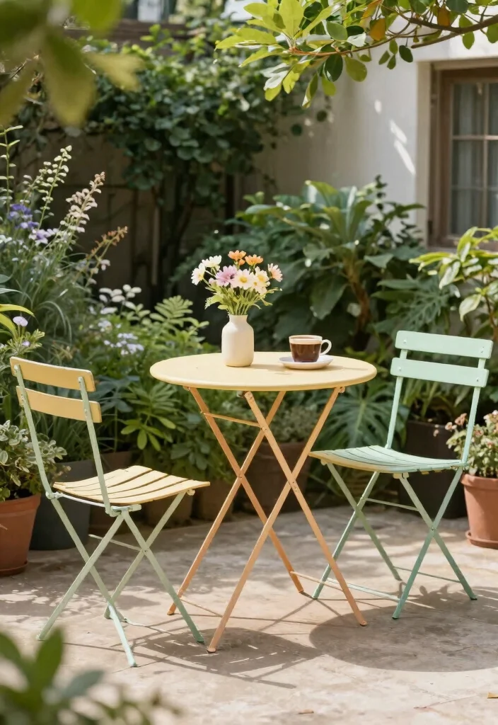 12 Patio Seating Ideas for Comfort and Flow 7. Foldable Bistro Set 0