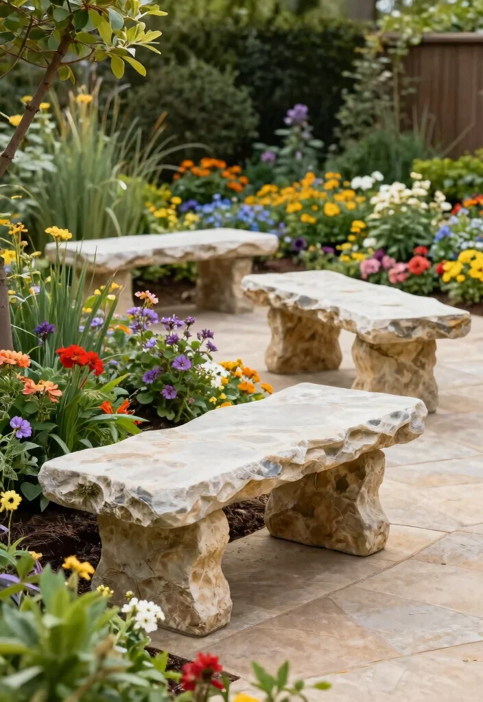 12 Patio Seating Ideas for Comfort and Flow 9. Natural Stone Benches 0