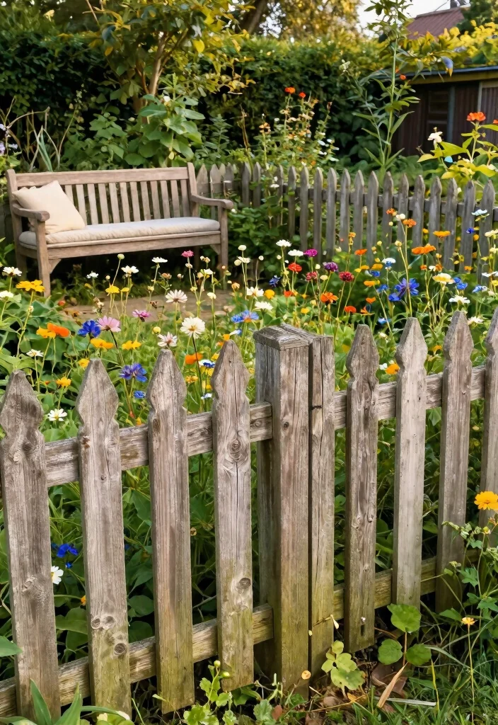 12 Picket Fence Ideas for Timeless Curb Appeal 2. Weathered Wood Charm 0