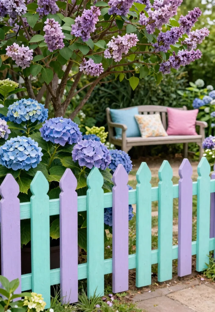 12 Picket Fence Ideas for Timeless Curb Appeal 3. Painted Pastel Pickets 0