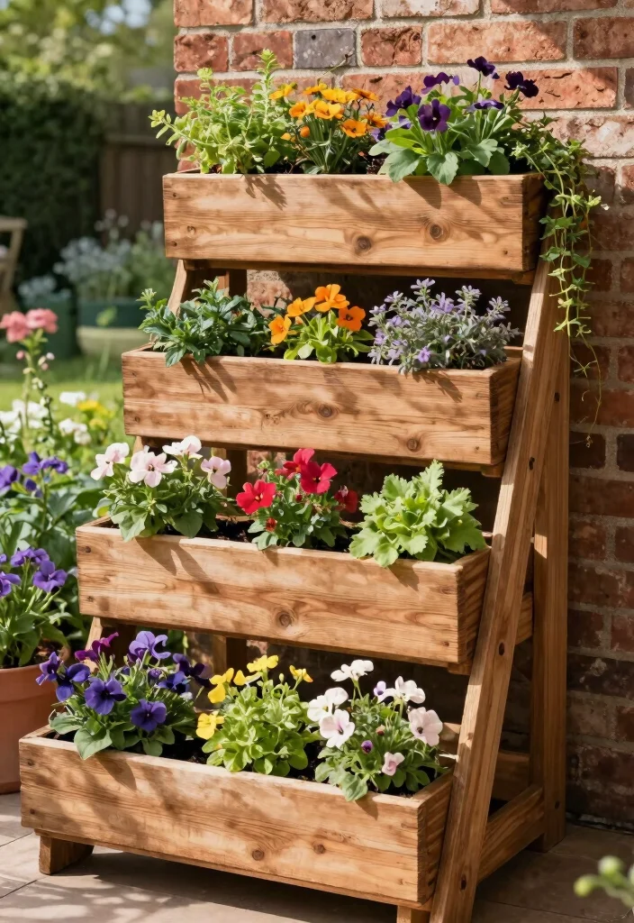 12 Planter Box Ideas for Outdoor Use 1. Tiered Wooden Planter Box 0