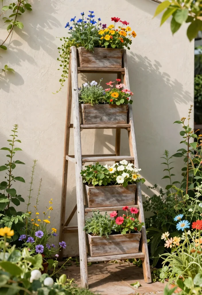 12 Planter Box Ideas for Outdoor Use 4. Ladder Planter Box 0