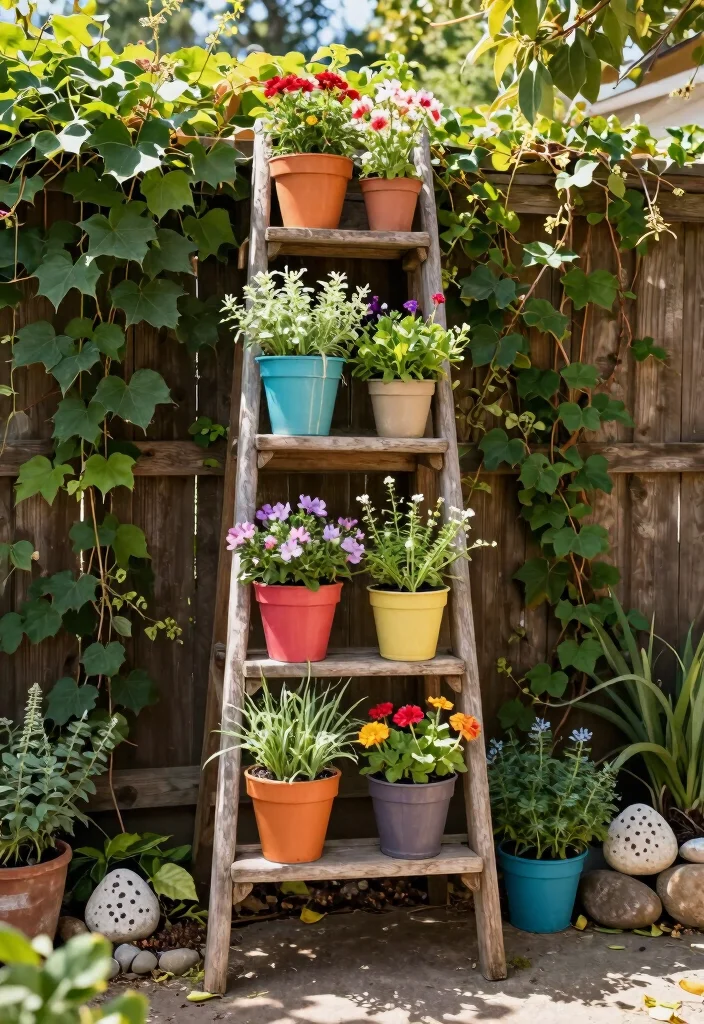 12 Planter Box Ideas for Patios Gardens and Backyards 2. Vertical Ladder Planter 0