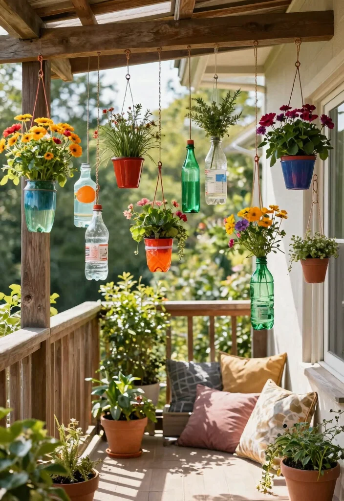 12 Planter Box Ideas for Patios Gardens and Backyards 3. Hanging Bottle Planters 0